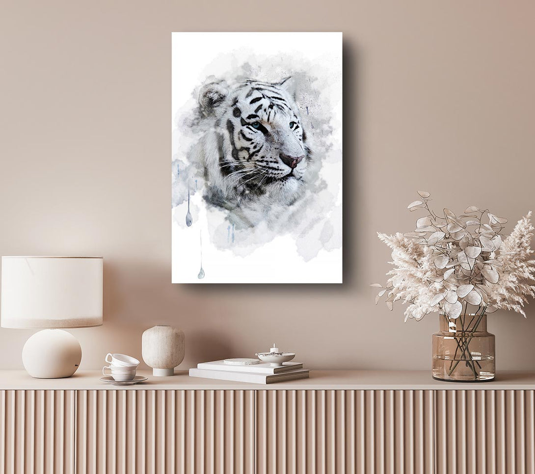 Picture of White Tiger Blue Eyes Canvas Print Wall Art