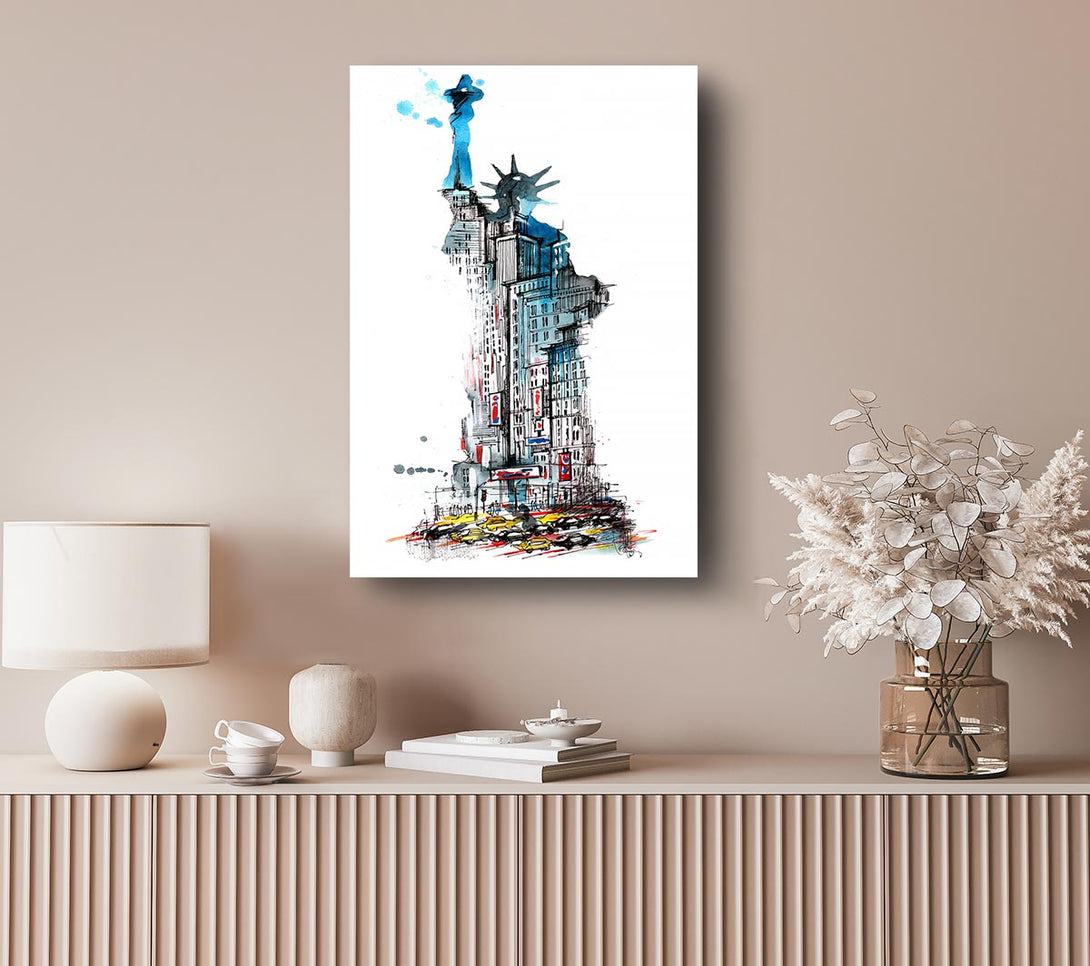 Picture of The Big Apple In The Statue Of Liberty Canvas Print Wall Art