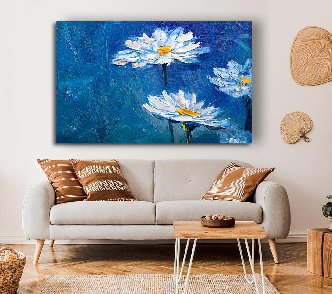 Picture of Daisy Midnight Blues Canvas Print Wall Art