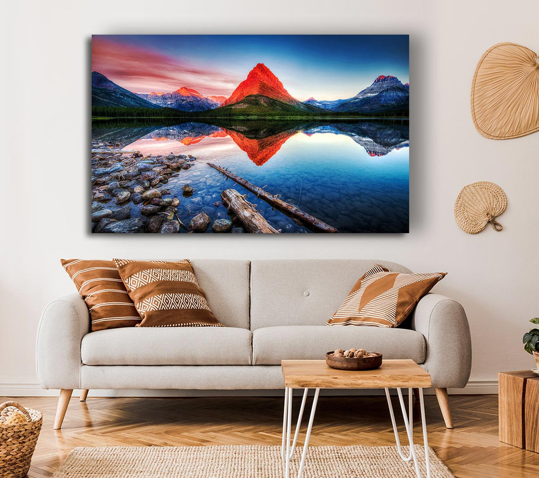 Picture of Reflections Of the Mountain Peak Lake Canvas Print Wall Art