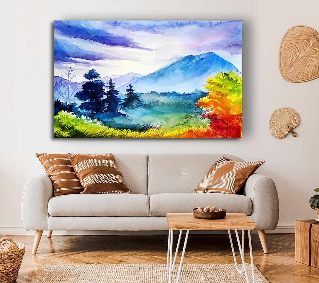 Picture of Autumn Mountain trees Canvas Print Wall Art