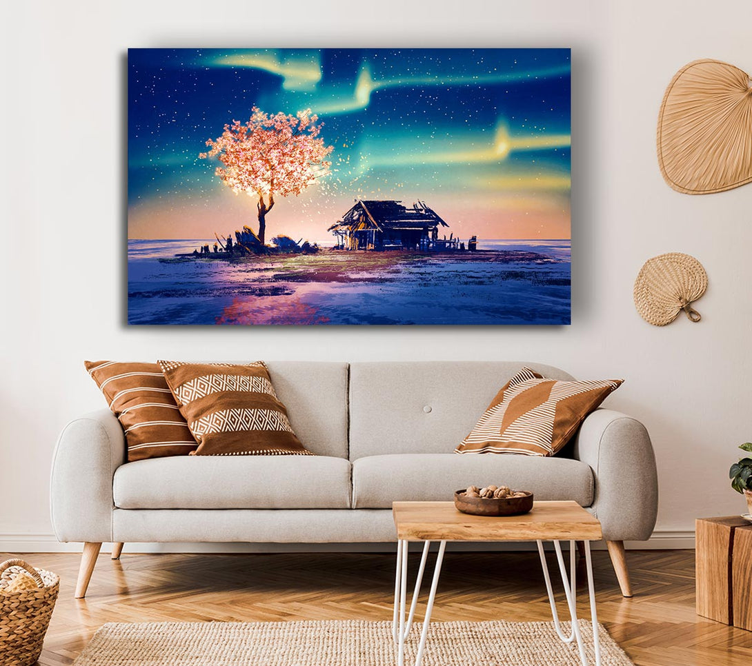 Picture of Pink Northern Light Twilight Canvas Print Wall Art