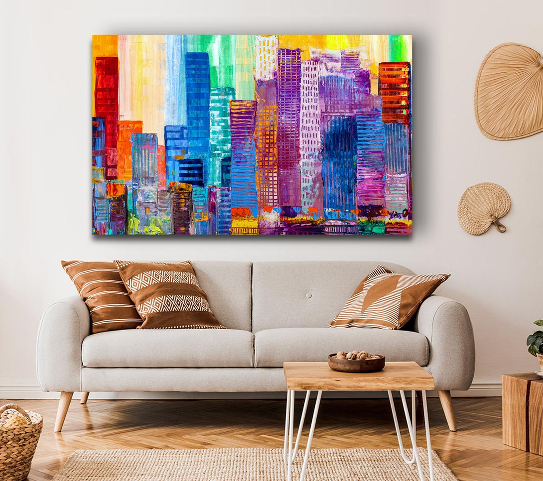 Picture of City of colour acrylic paint Canvas Print Wall Art