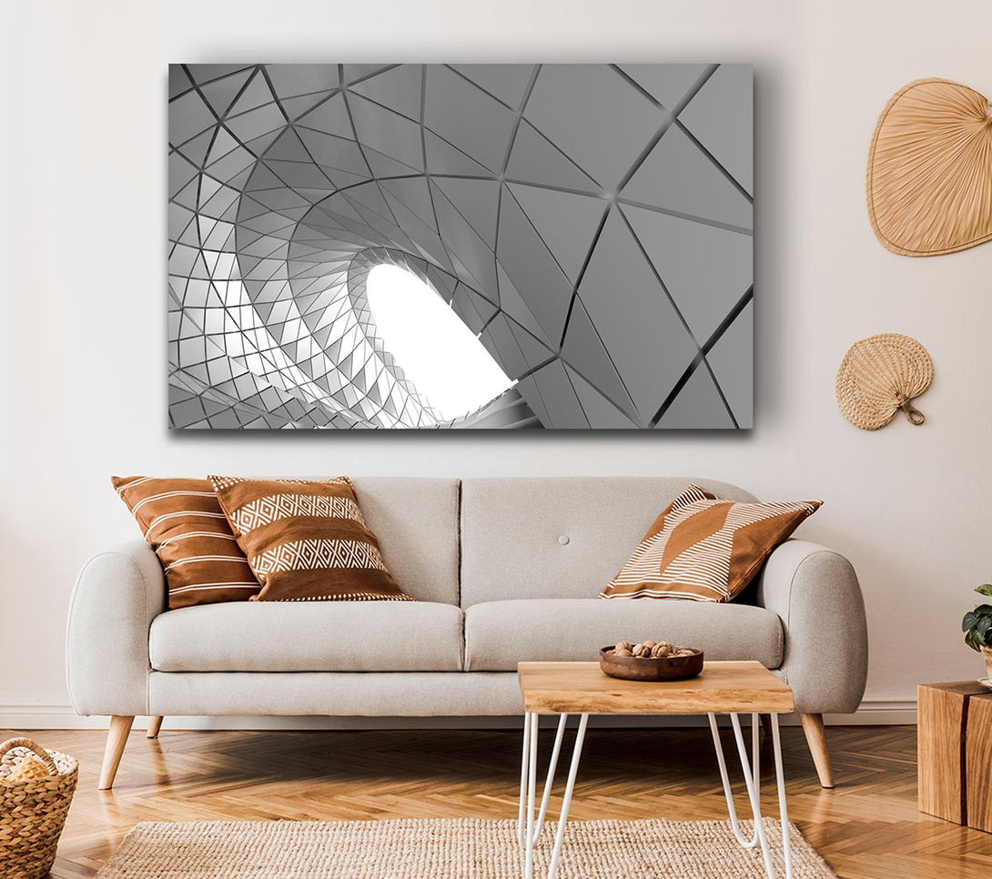 Picture of Swirl of geometric shapes on building Canvas Print Wall Art