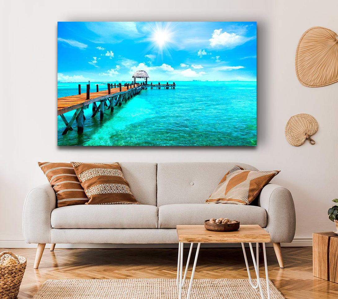 Picture of Blue rays on the pier Canvas Print Wall Art