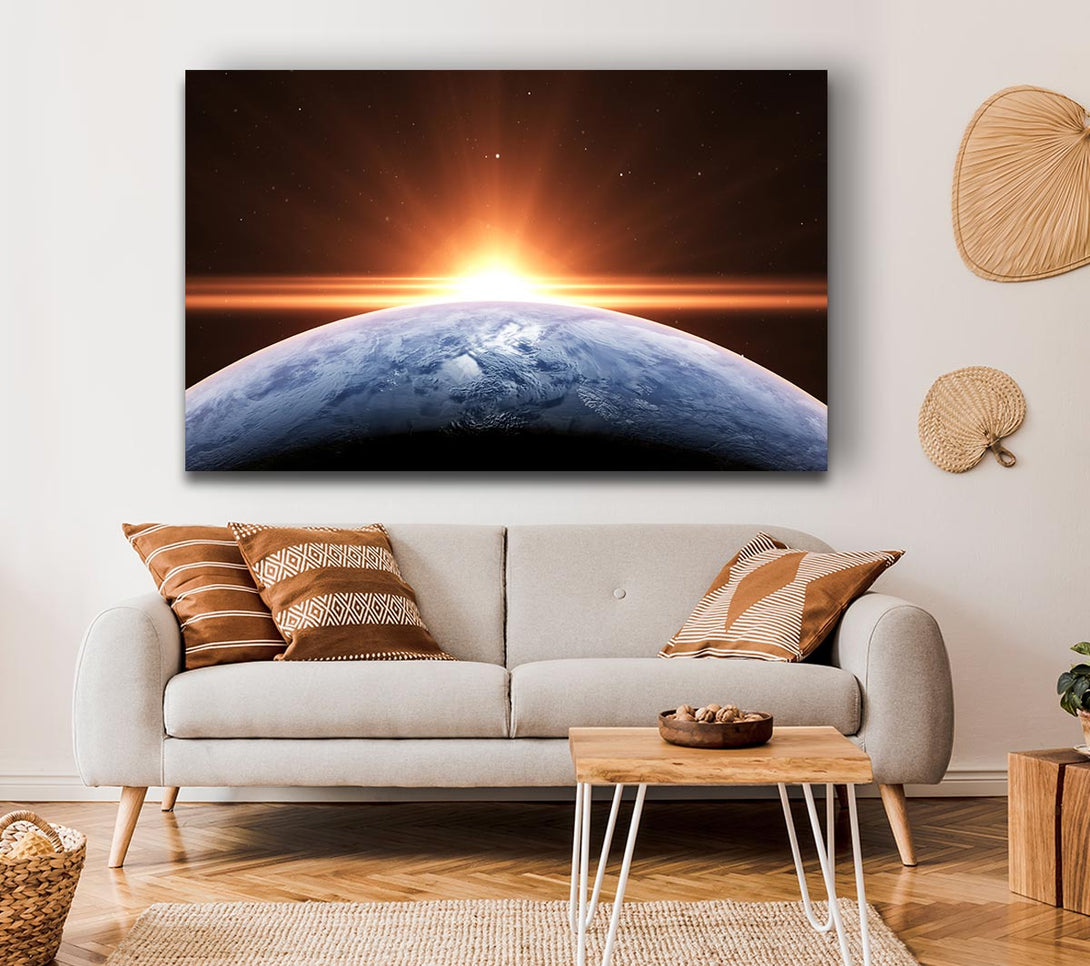 Picture of Sun peering over the earth Canvas Print Wall Art