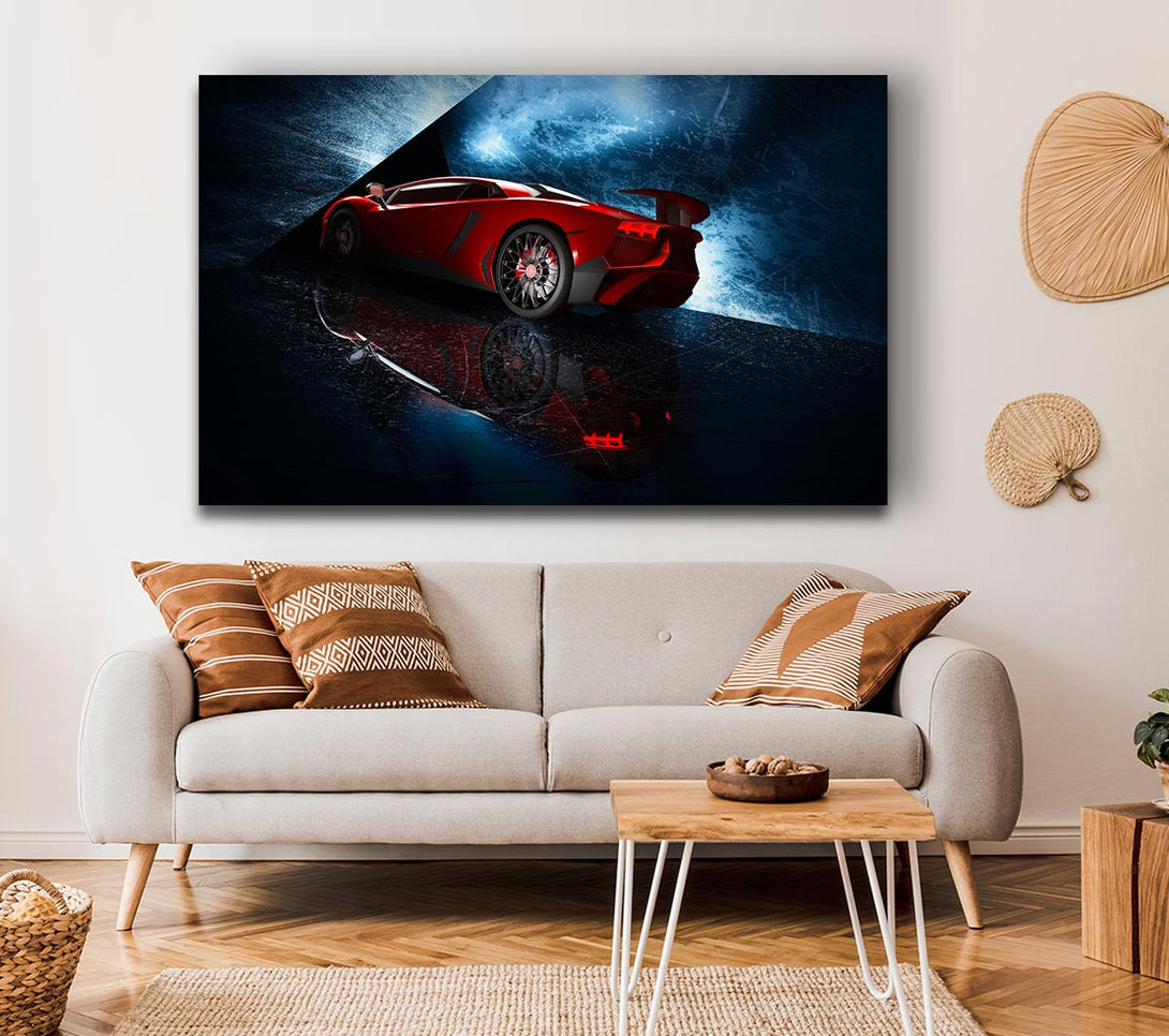 Picture of Red Supercar stanced Canvas Print Wall Art