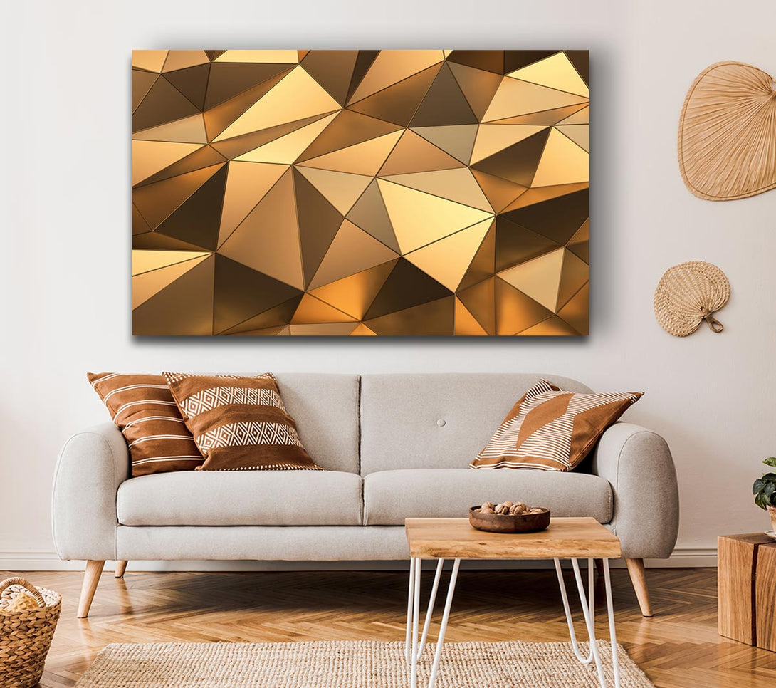 Picture of Gold Geometric Triangles shining Canvas Print Wall Art