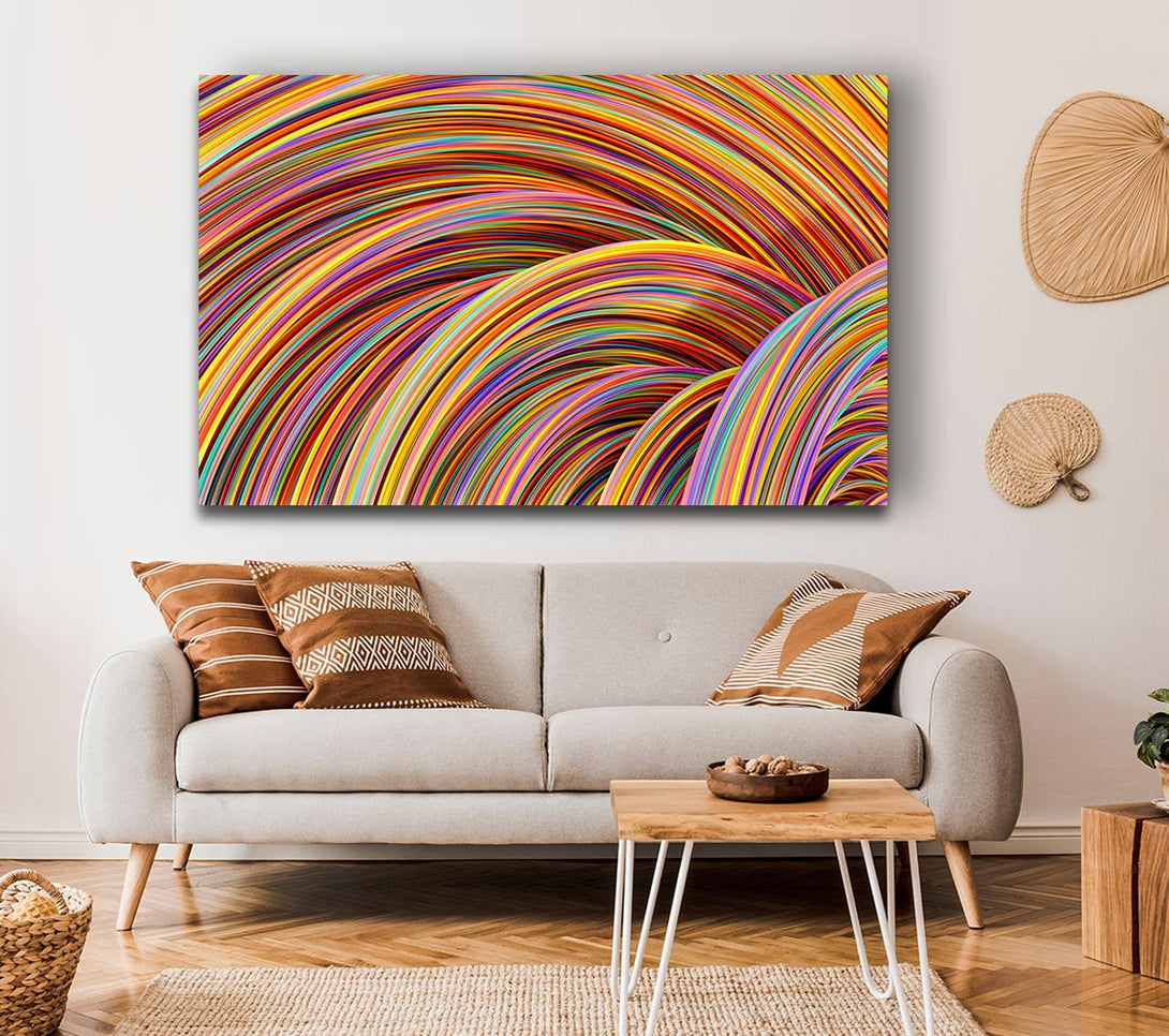 Picture of Colourful tubes curving in formation Canvas Print Wall Art