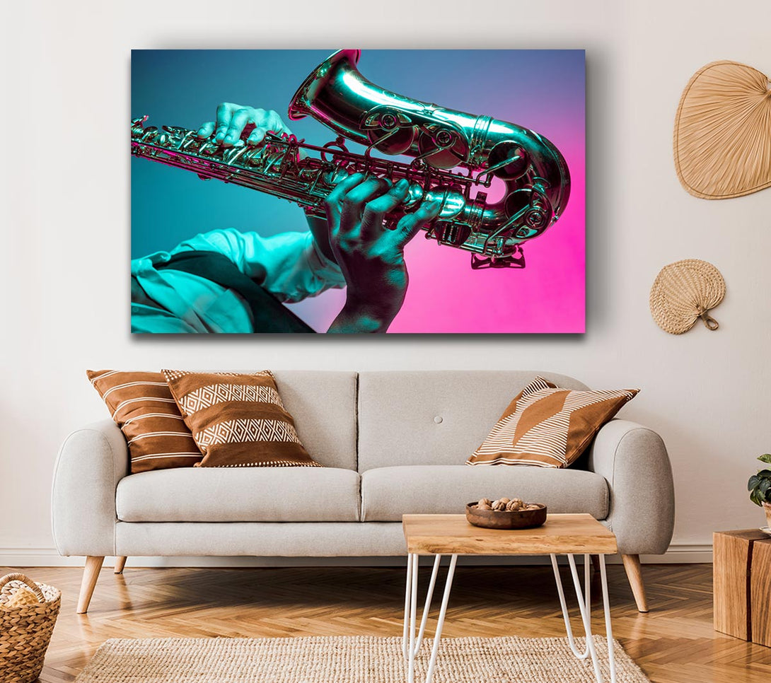 Picture of Saxaphone player fade Canvas Print Wall Art