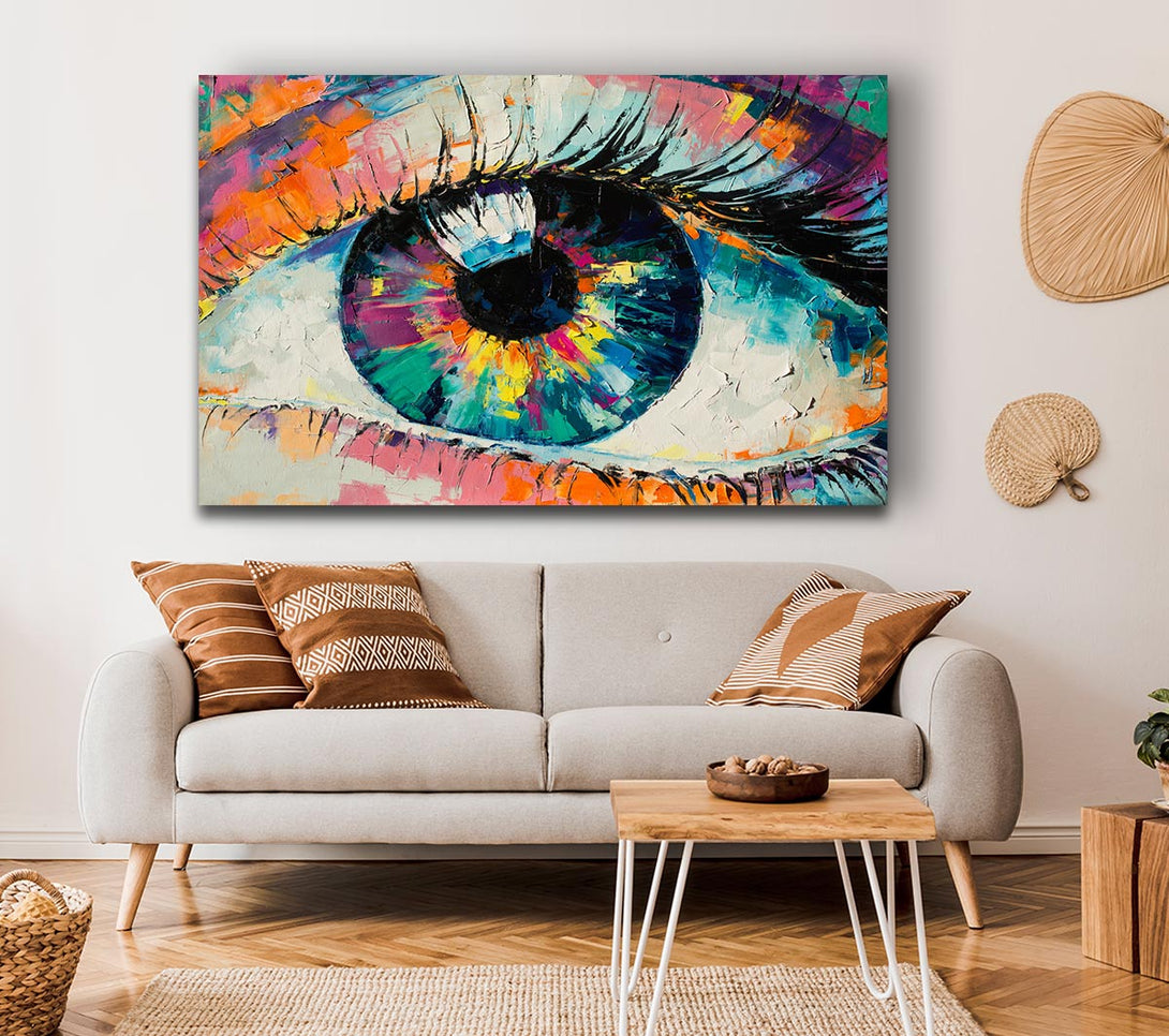 Picture of Detailed eye up close acrylic paints Canvas Print Wall Art