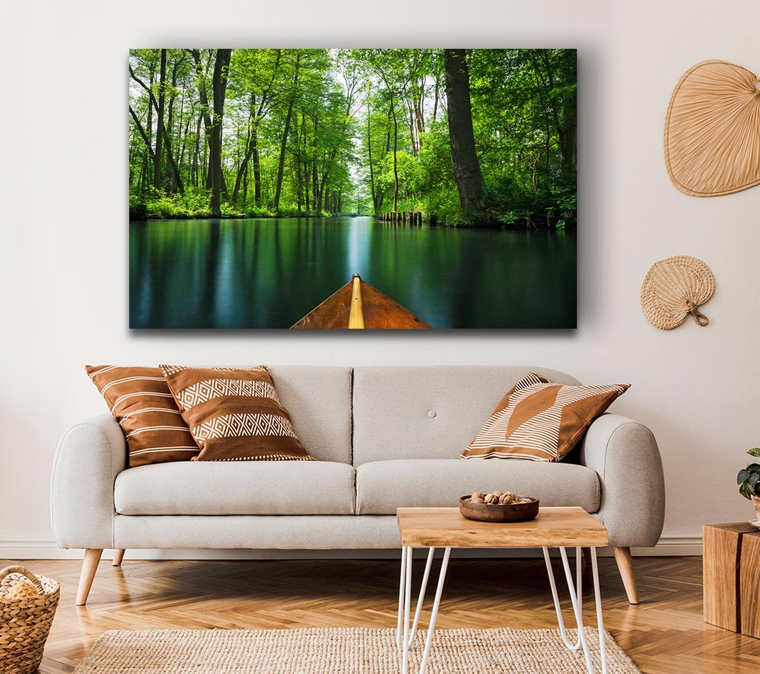 Picture of Sitting on a row boat journey Canvas Print Wall Art