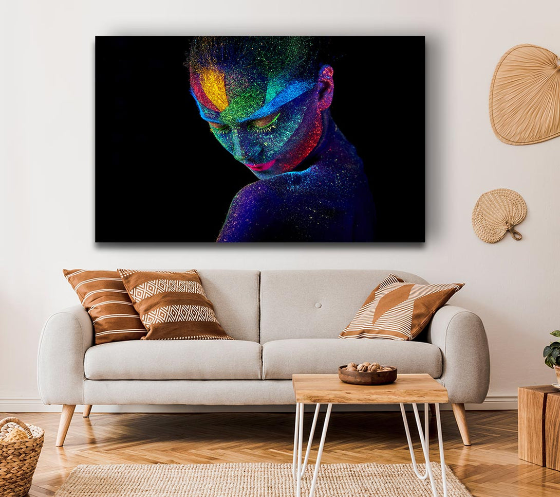 Picture of Splattered neon paint lady Canvas Print Wall Art