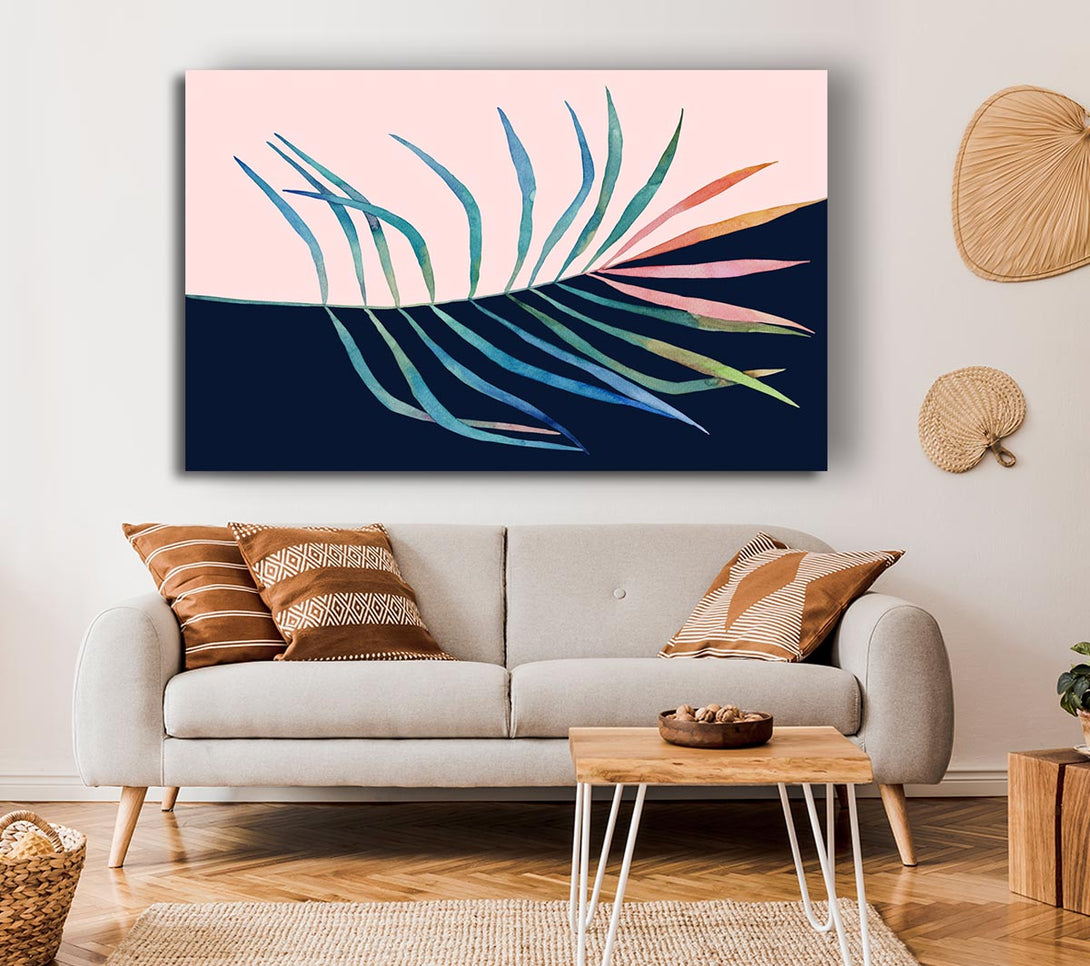 Picture of Palm Leaf Mid Century Canvas Print Wall Art