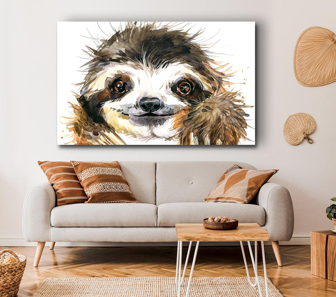 Picture of Water Colour Sloth Canvas Print Wall Art