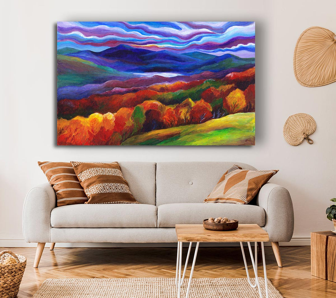 Picture of Multicoloured Mountains Canvas Print Wall Art