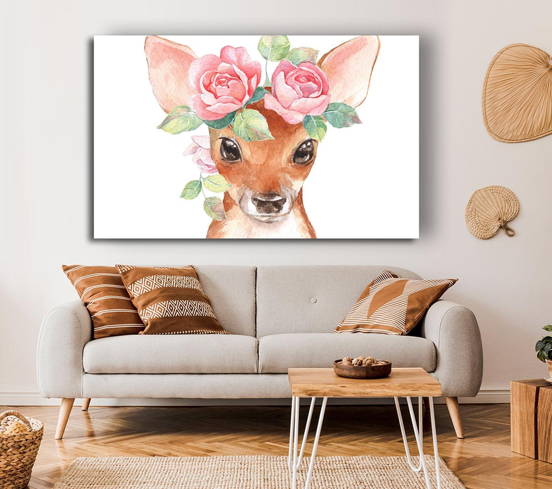 Picture of Water Colour Floral Deer Canvas Print Wall Art