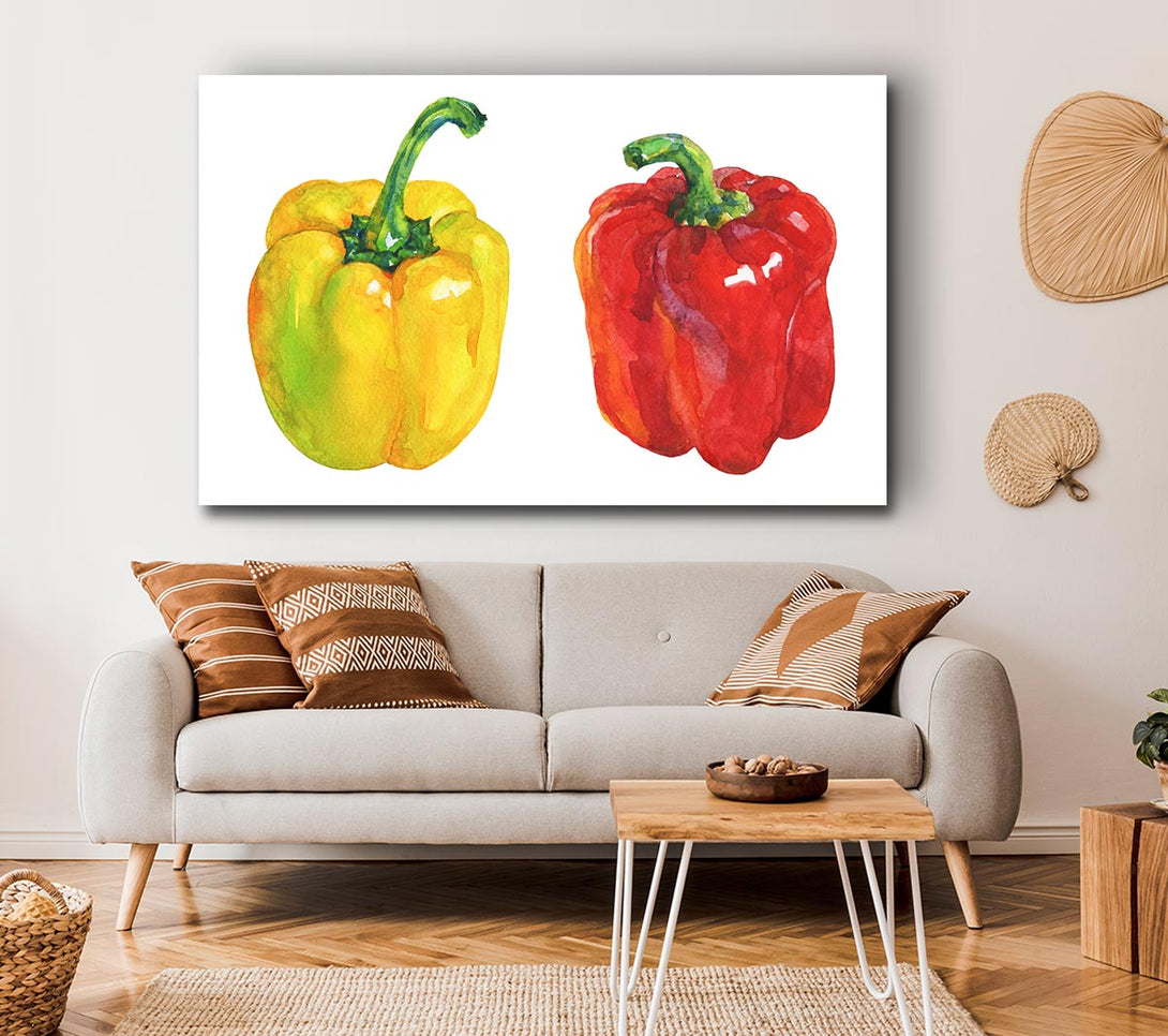 Picture of Yellow And Red Pepper Canvas Print Wall Art