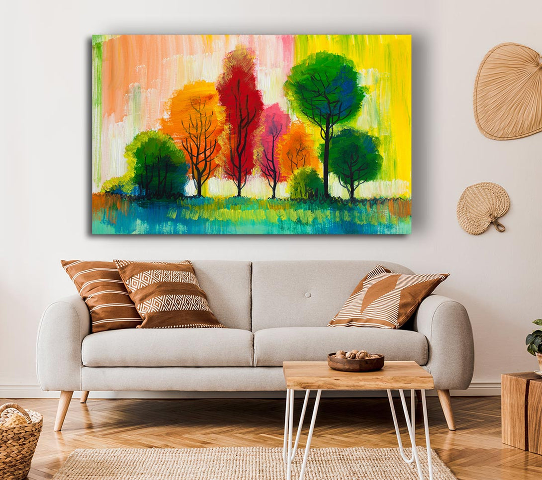 Picture of Autumn Vibrant Trees Canvas Print Wall Art