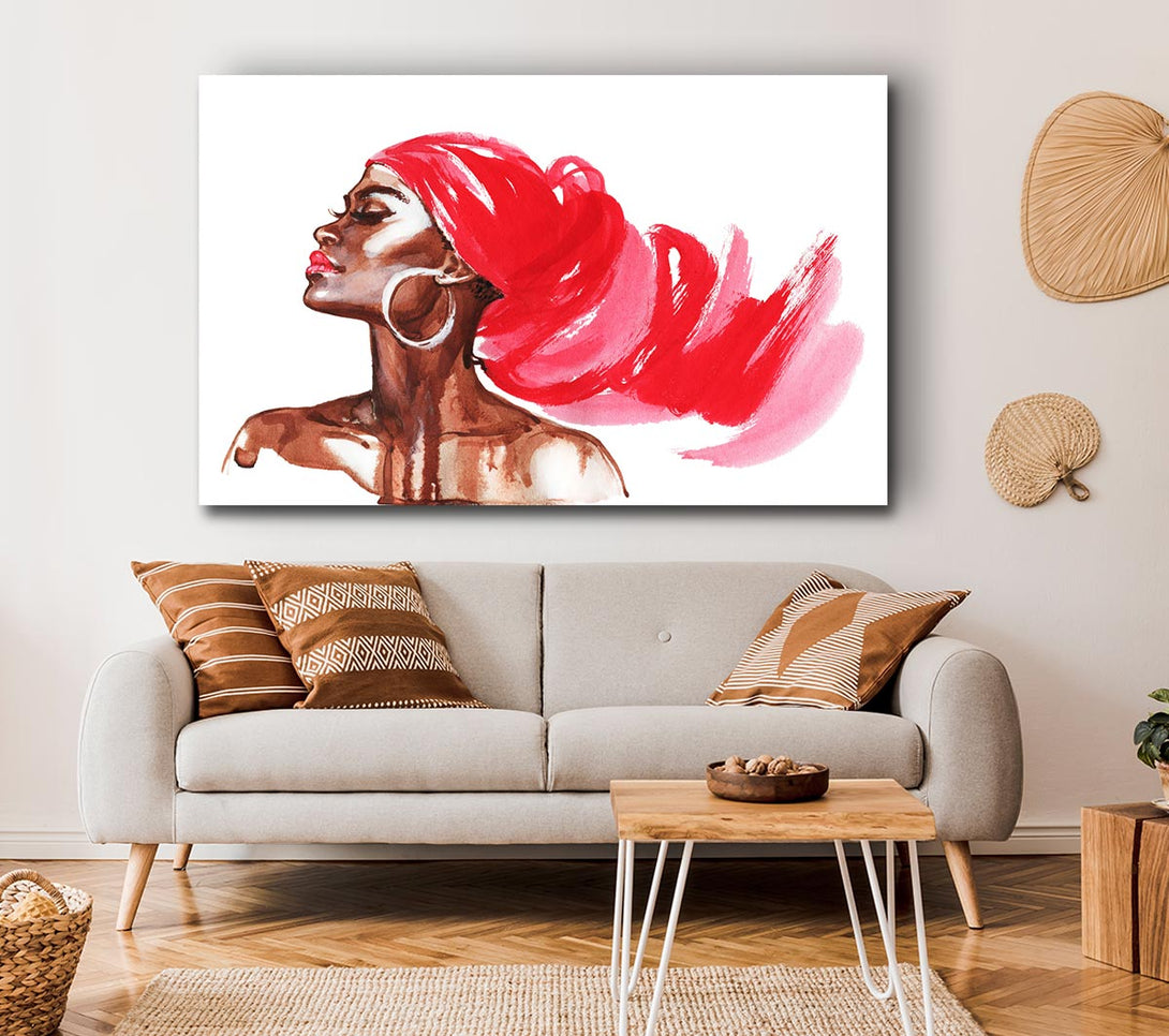 Picture of Red Head Scarf Canvas Print Wall Art