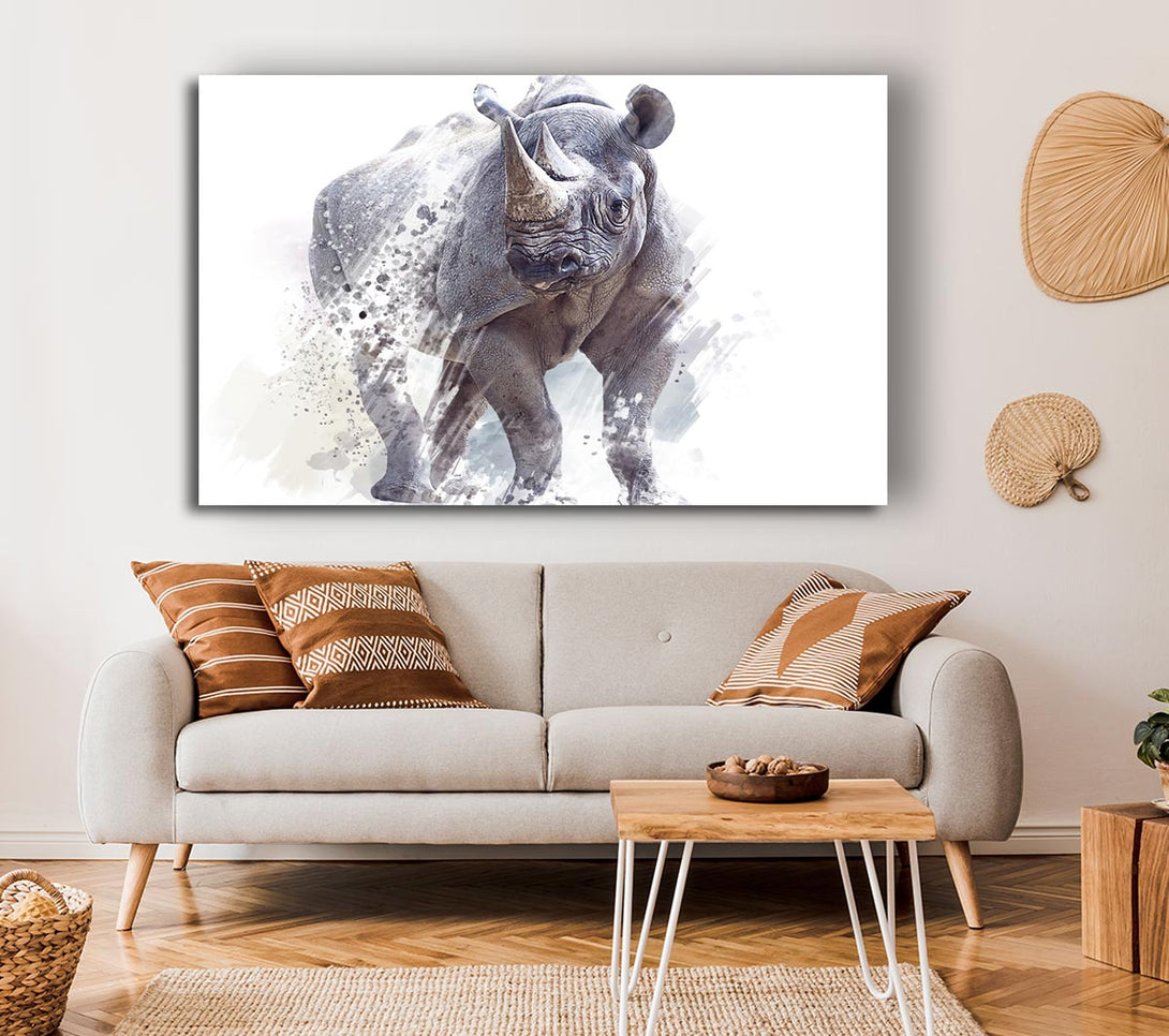 Picture of Watercolour Rhino Canvas Print Wall Art