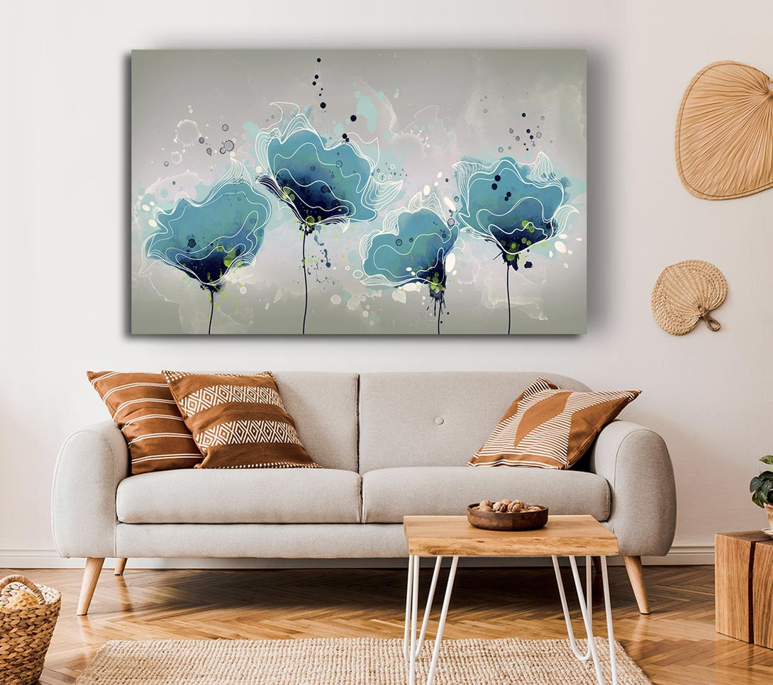 Picture of Blue Jazz Flowers Canvas Print Wall Art