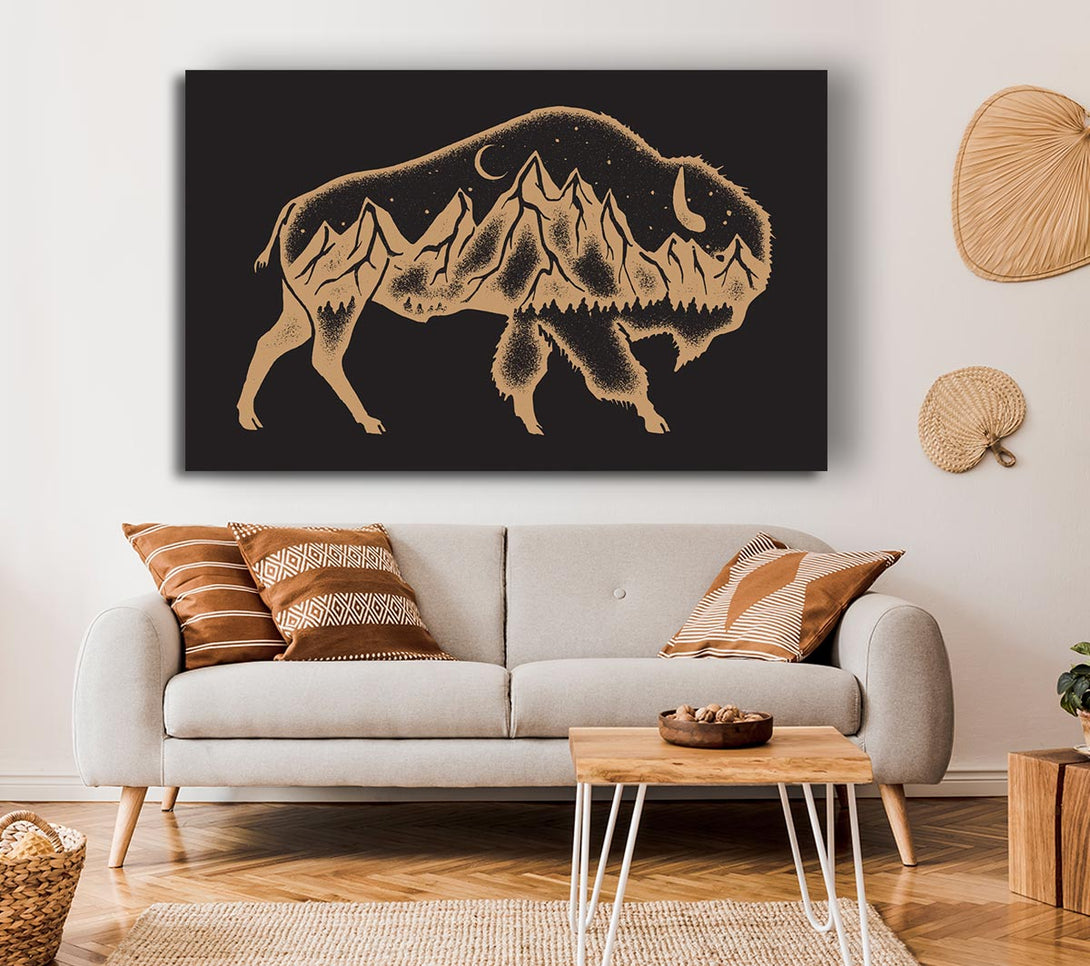 Picture of Night Bison Canvas Print Wall Art