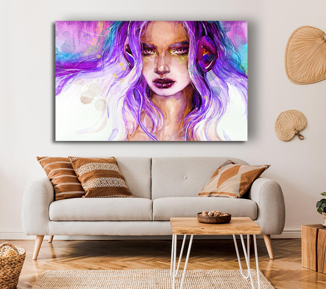 Picture of Lilac Woman Watercolour Canvas Print Wall Art