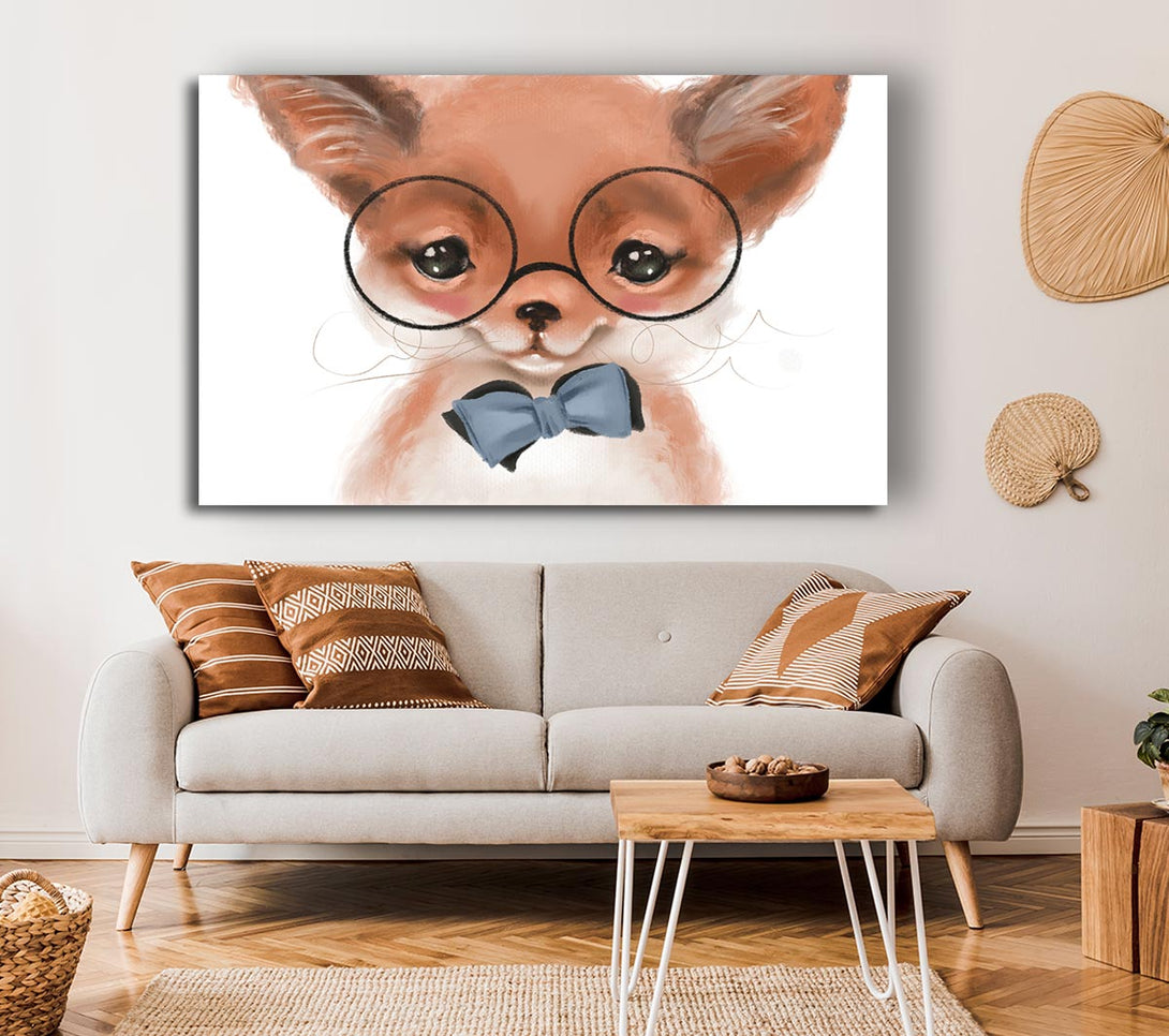 Picture of Little Puppy Glasses Canvas Print Wall Art