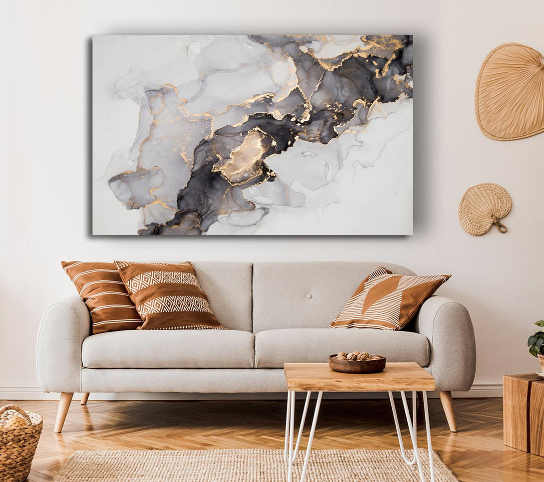 Picture of Grey And Gold Marble Canvas Print Wall Art