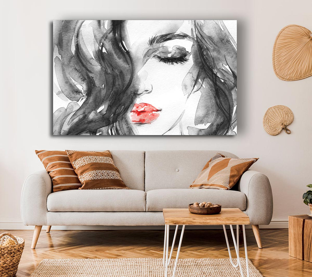 Picture of Watercolour Red Lips Canvas Print Wall Art