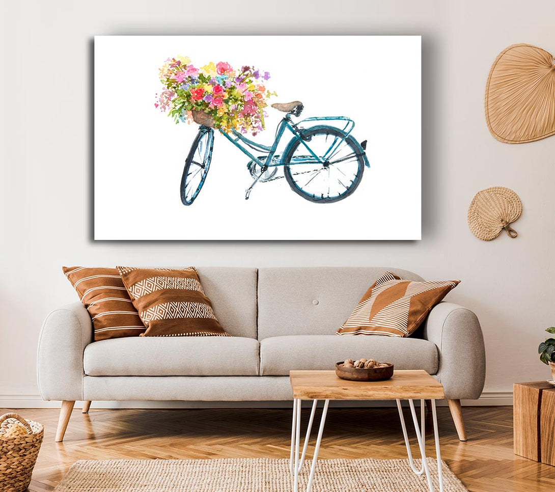 Picture of Flowers On A Bike Canvas Print Wall Art