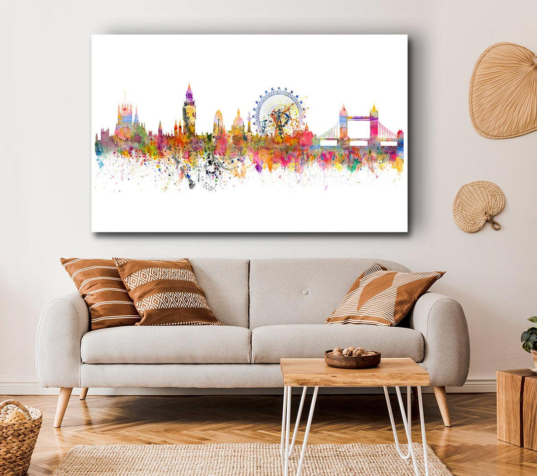 Picture of London Skyline Splatter Canvas Print Wall Art