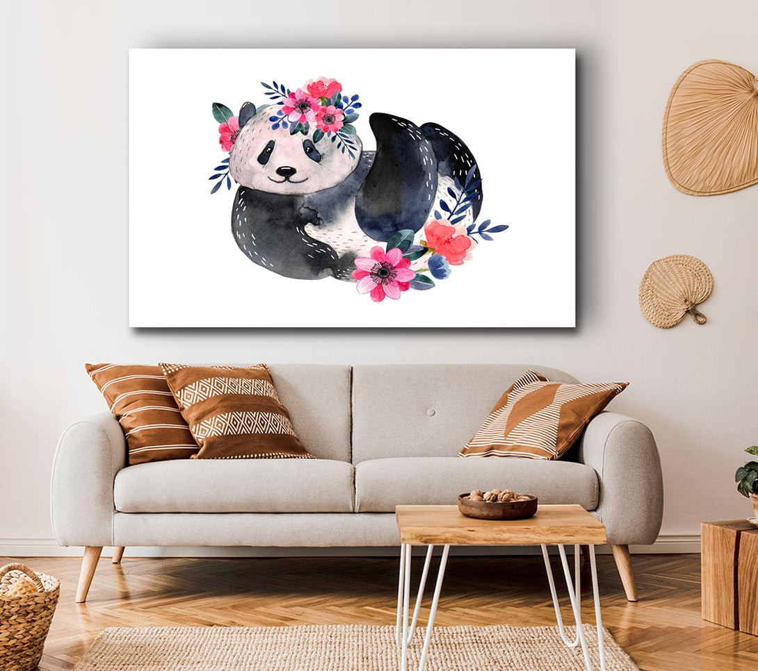 Picture of Cute Floral Panda Canvas Print Wall Art