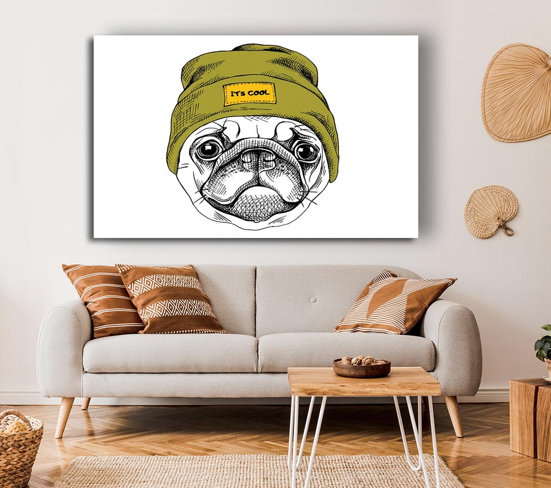 Picture of Pug Life Beanie Canvas Print Wall Art