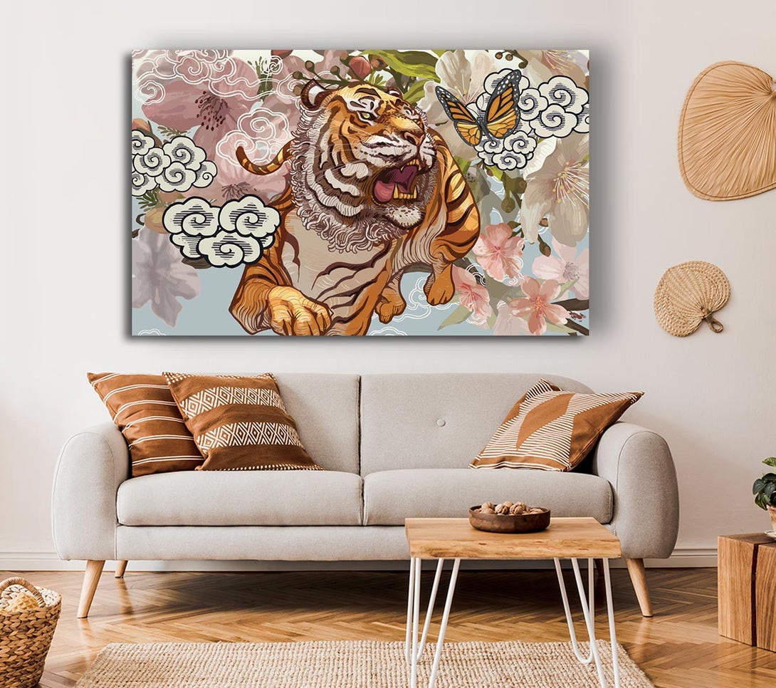 Picture of The Tiger Floral Canvas Print Wall Art