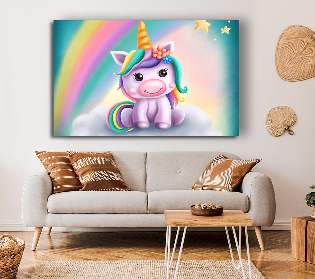 Picture of Unicorn Rainbow Happy Canvas Print Wall Art