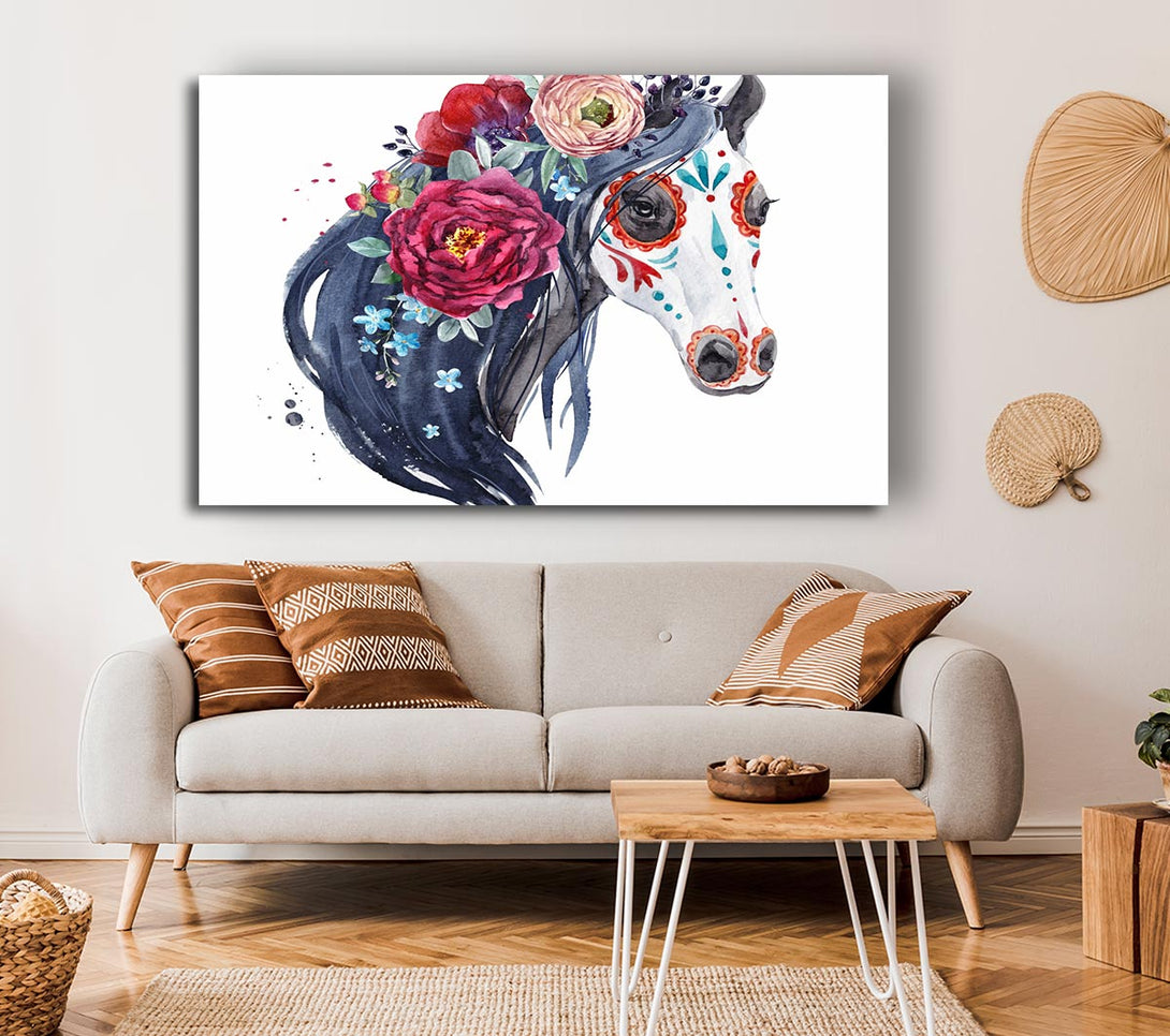 Picture of Day Of The Dead Horse Canvas Print Wall Art