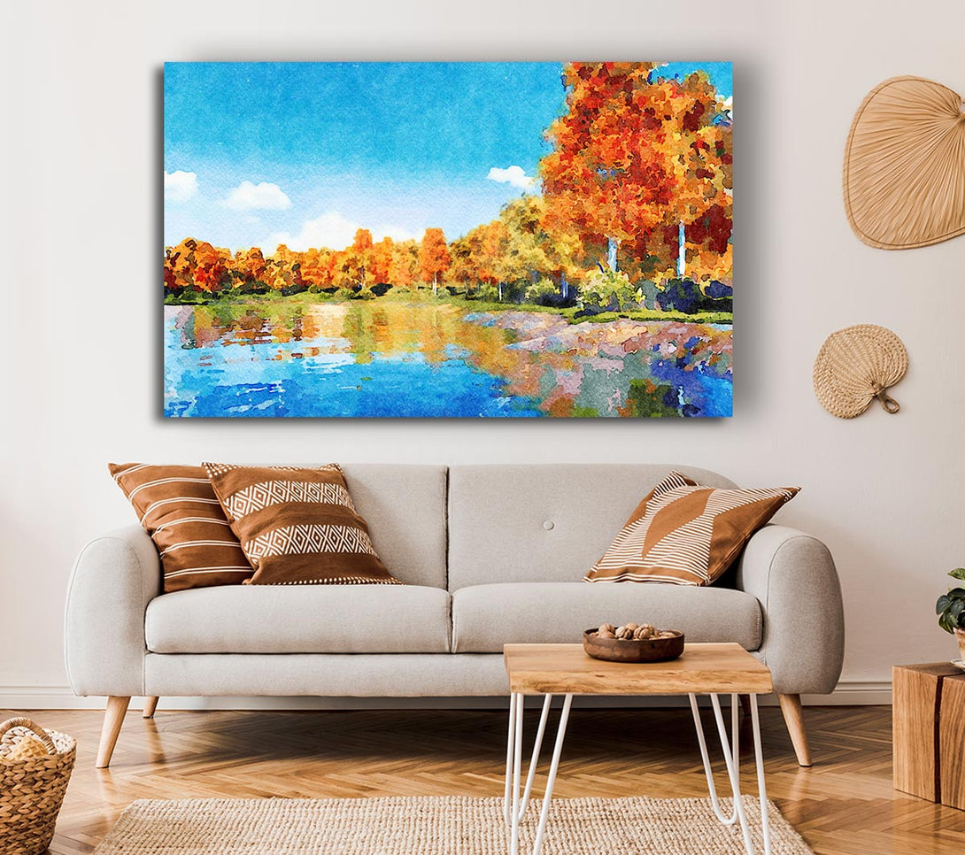 Picture of Vibrant Orange Trees Canvas Print Wall Art