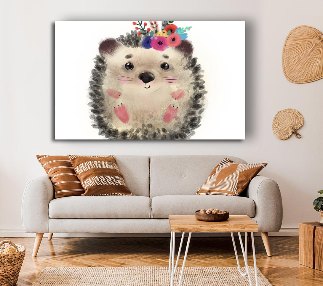 Picture of The Curled Up Hedgehog Canvas Print Wall Art