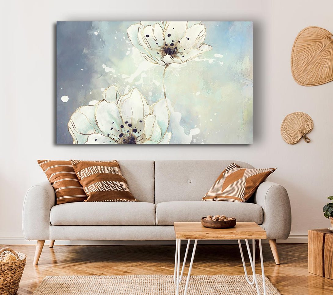 Picture of White Flowers In Abstract Canvas Print Wall Art