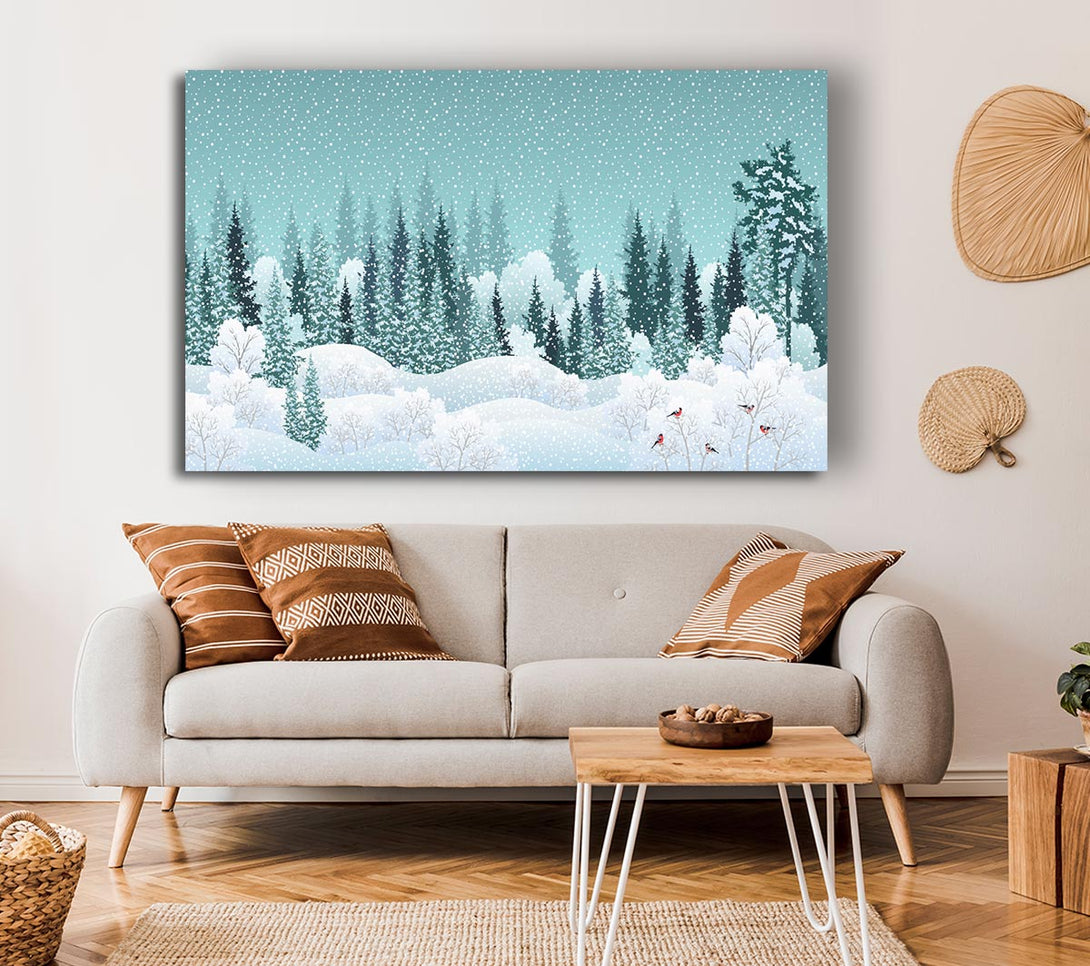 Picture of Snow In Amongst The Trees Canvas Print Wall Art