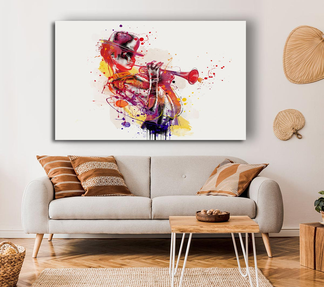 Picture of Playing The Horn Canvas Print Wall Art