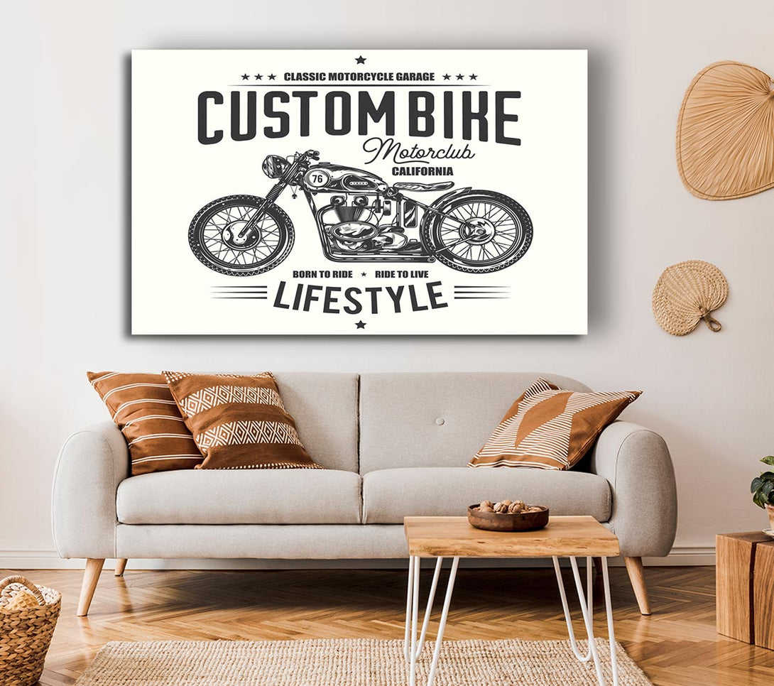 Picture of Custom Bike Motor Club Canvas Print Wall Art