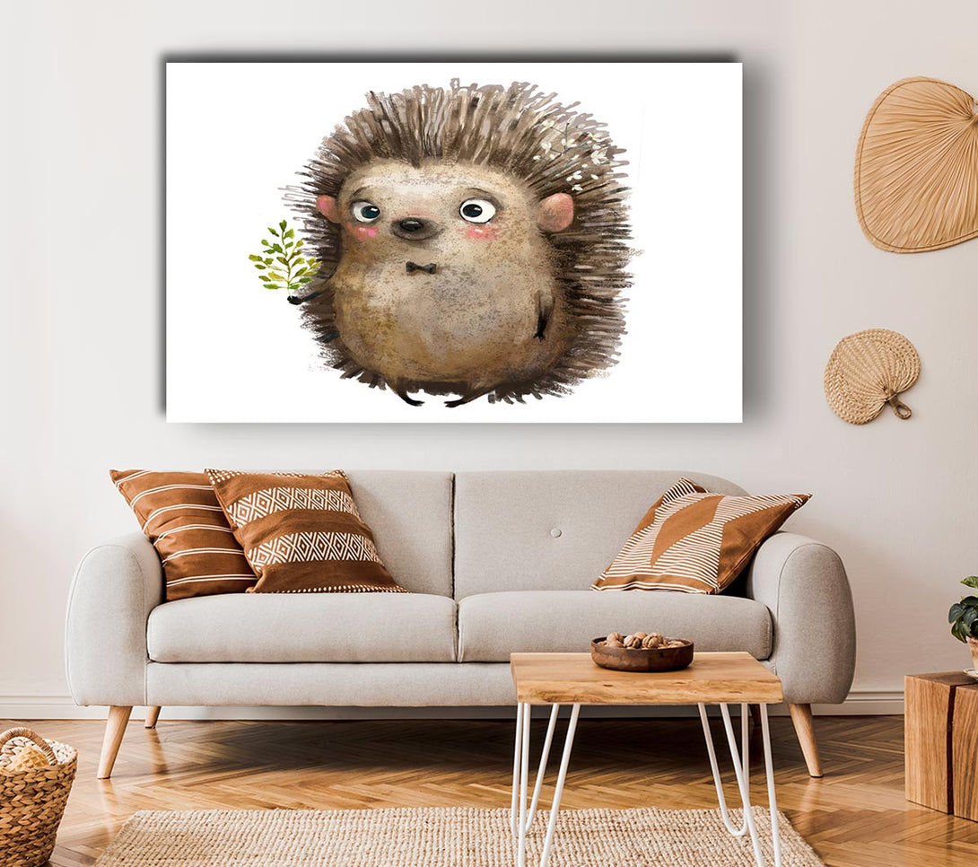 Picture of Hedgehog With Flowers Canvas Print Wall Art