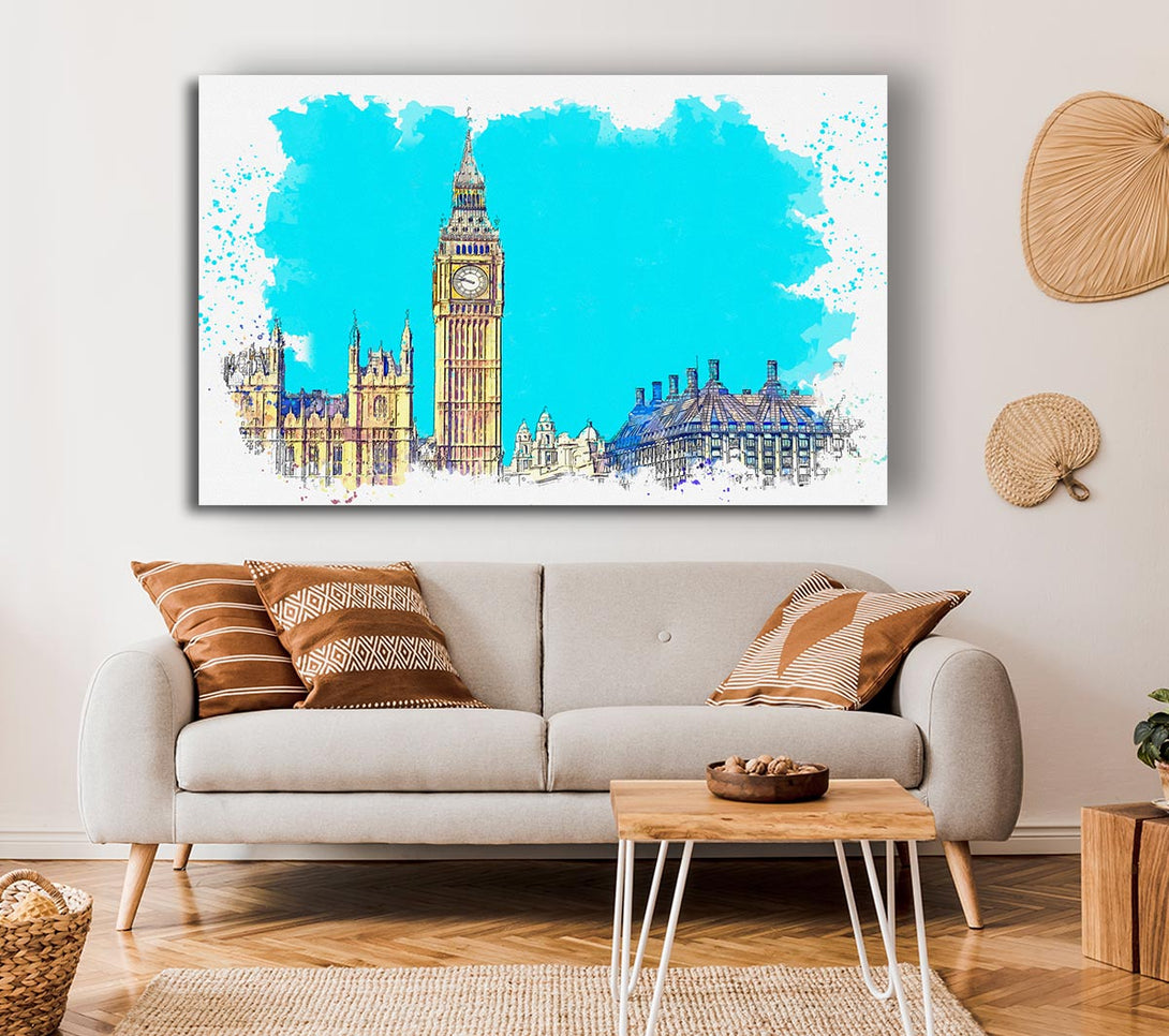 Picture of London Big Ben Splatter Canvas Print Wall Art