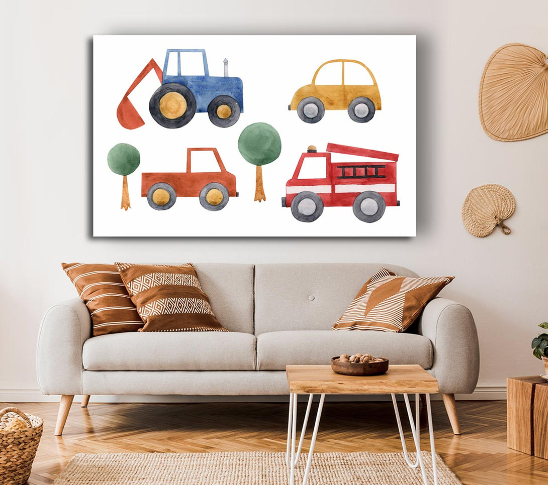 Picture of Childrens Vehicle Collection Canvas Print Wall Art