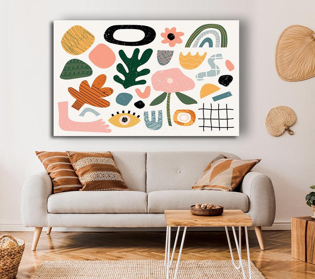 Picture of Modern Shapes And Flowers Canvas Print Wall Art