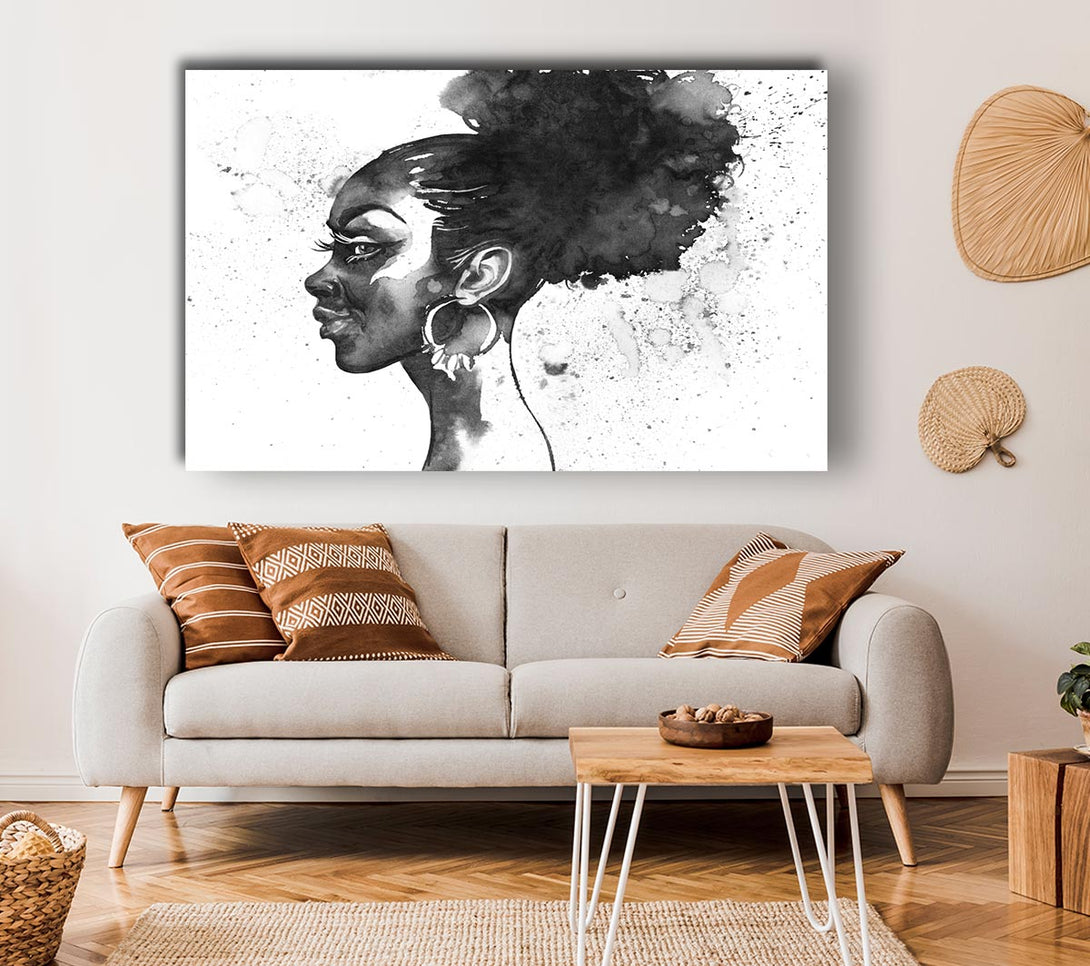 Picture of Ink Drawing Face Canvas Print Wall Art