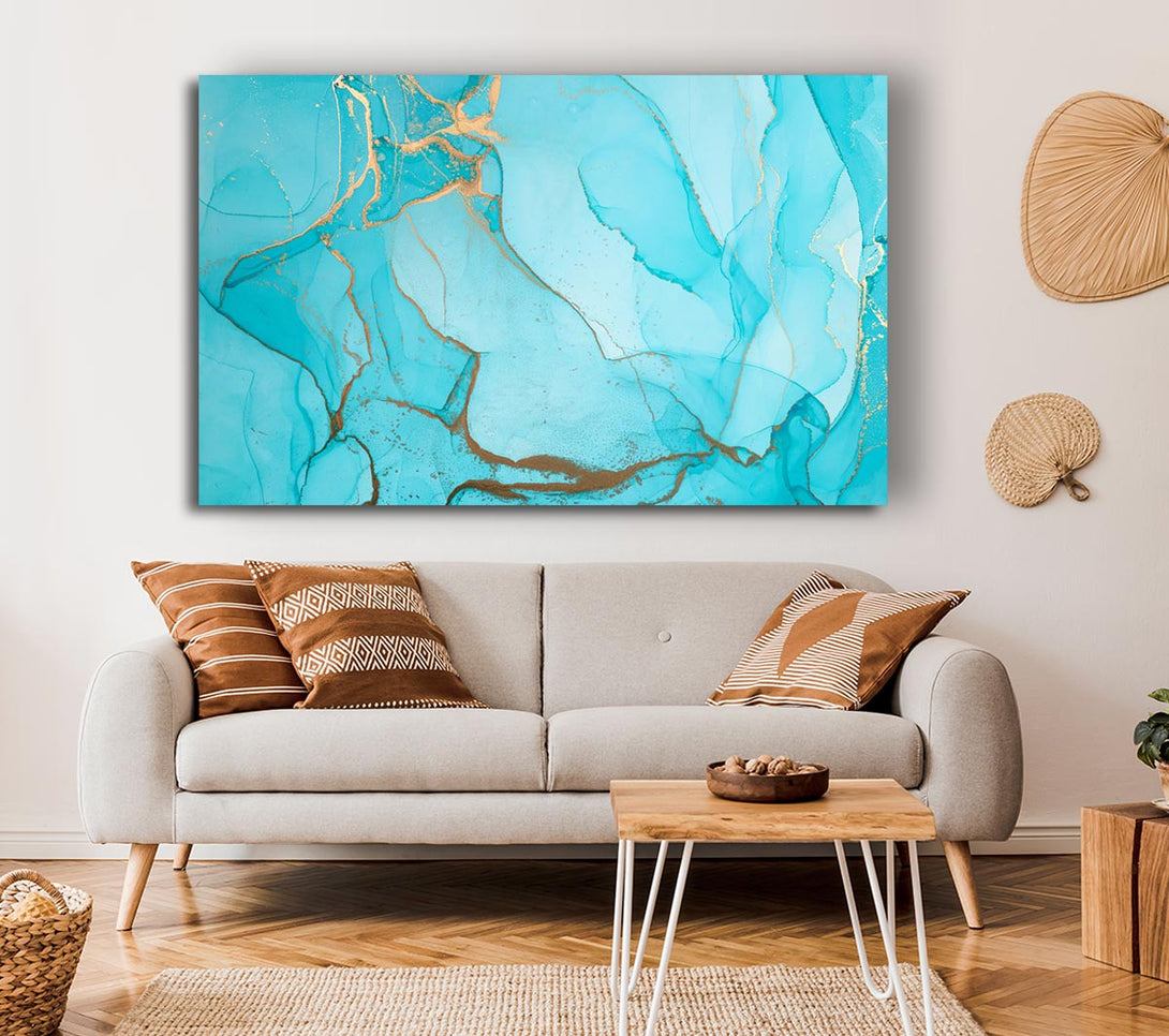 Picture of Aqua Fusion Glitter Canvas Print Wall Art